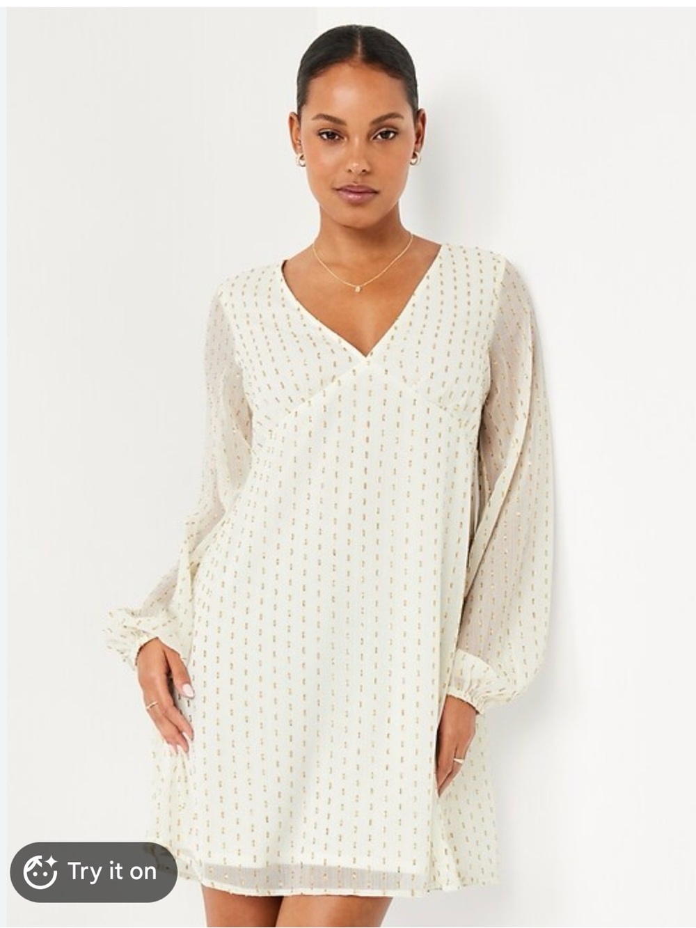 Old Navy Cream Dress with Gold Dot Detail